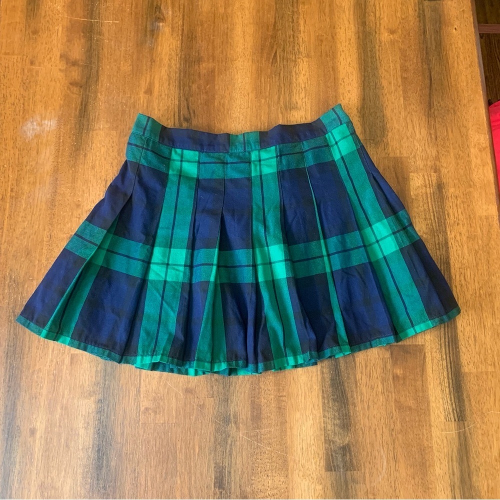 Aerie Plaid Skater Skirt Large Green and Blue school girl plaid preppy soft